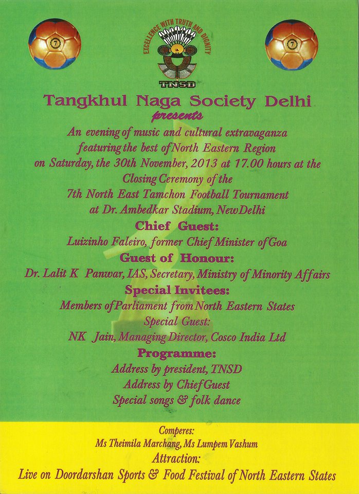 Closing Ceremony Programme : 7th North East Tamchon Football Tournament-2013