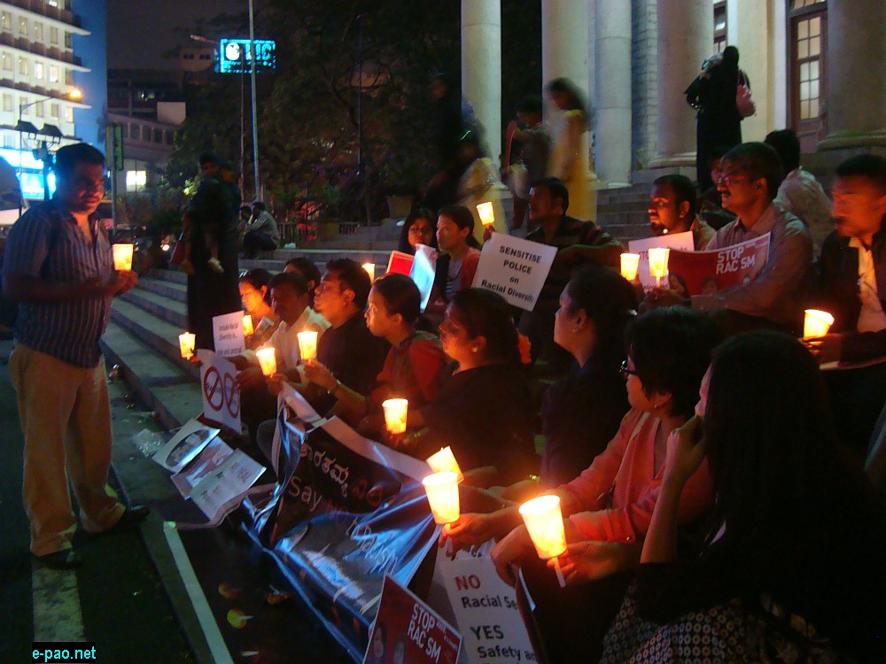 Candlelight Protest against Racism at Bangalore on Feb 24 2014
