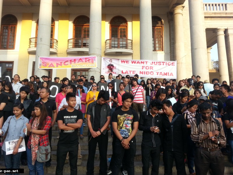 Justice for Nido Tania : Protest at Town Hall, Bangalore on Feb 2 2014 