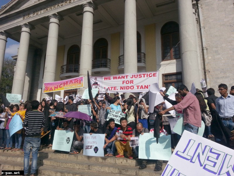 Justice for Nido Tania : Protest at Town Hall, Bangalore on Feb 2 2014 