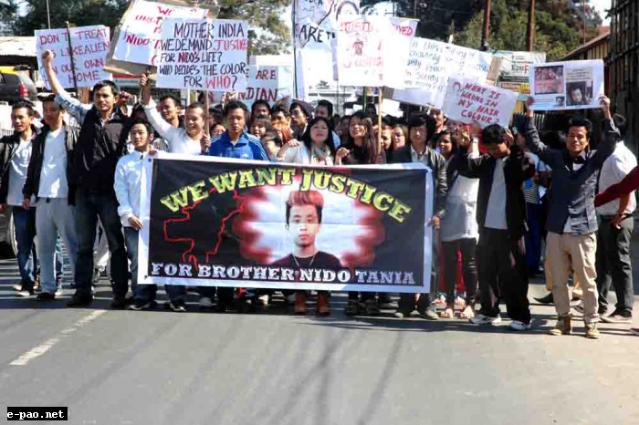 Rally at Shillong against Killing of Nido Tania, a student from Arunachal Pradesh, in Delhi on Feb 2 2014