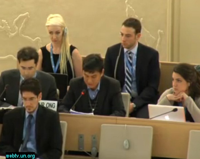 Babloo Loitongbam speaking at the 43rd Meeting 25th Regular Session of Human Rights Council at Geneva on March 21 2014