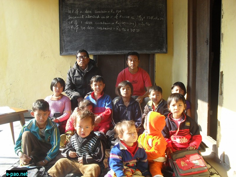 Premchandra Okram (in black jacket) visited Ekal schools in Thoubal District, Manipur.