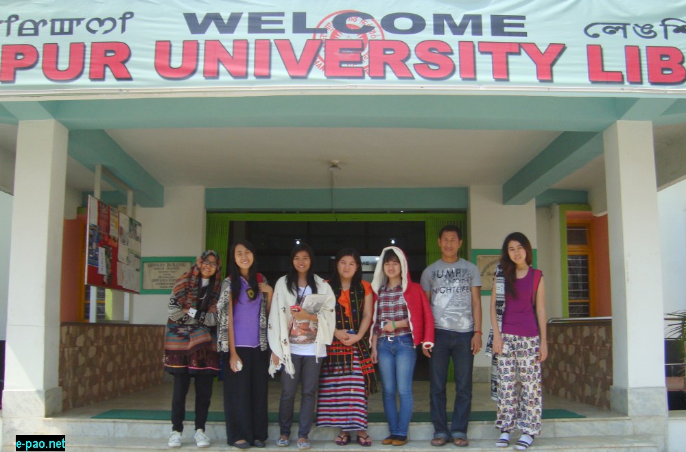 Group photo of Myanmar, Vietnam and TISS students at Manipur University Library during the library visit on 25th Ferbruary, 2014