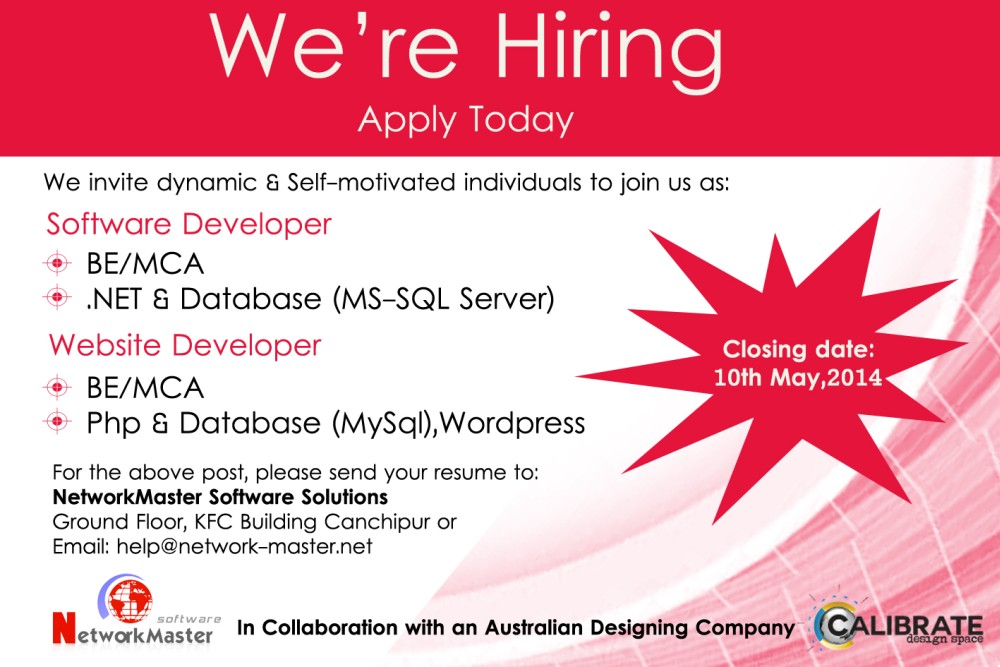 Developers wanted at NetworkMaster Software Solutions, Imphal