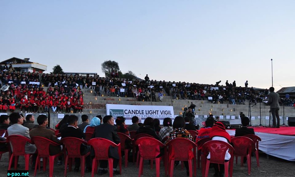 Section of the crowd at the candle light vigil at TNL Ground, Ukhrul