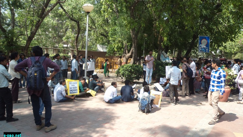 Delhi University community in support of Dr. G.N Sahebaba demands his immediate and unconditional release at the join protest meeting at Delhi University, Arts Faculty, University of Delhi on 21st May 2014