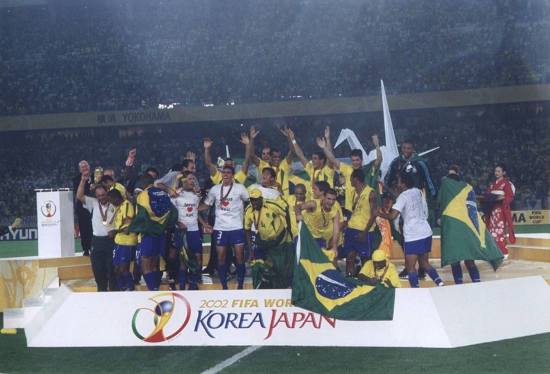 World Cup 2002 Winner Brazil Celebrating at Yokohama Japan 