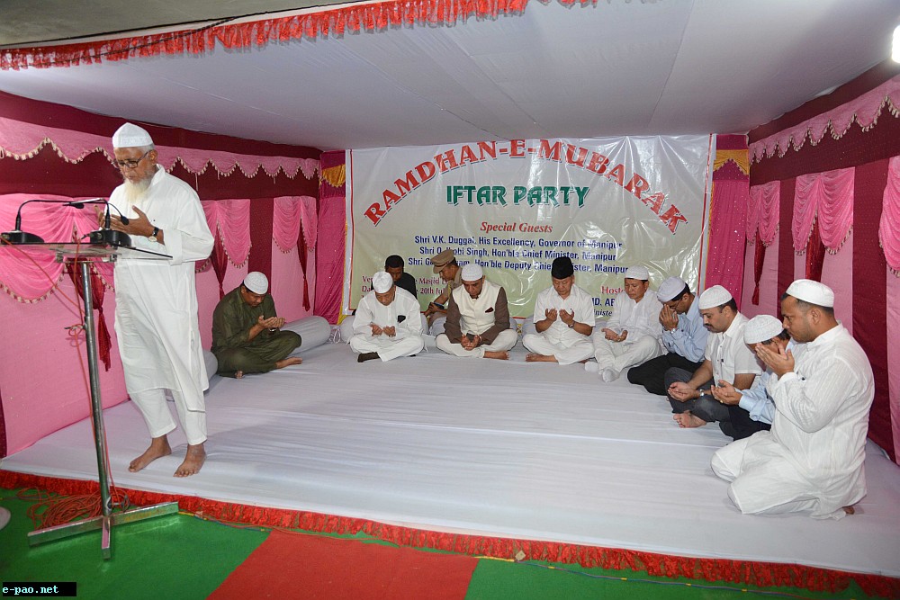 An Iftar party at Lilong (Ramadhan-E-Mubarak) which includes VK Duggal - Governor, Okram Ibobi - CM and Gaikhangam - Dy CM :: 20 July 2014