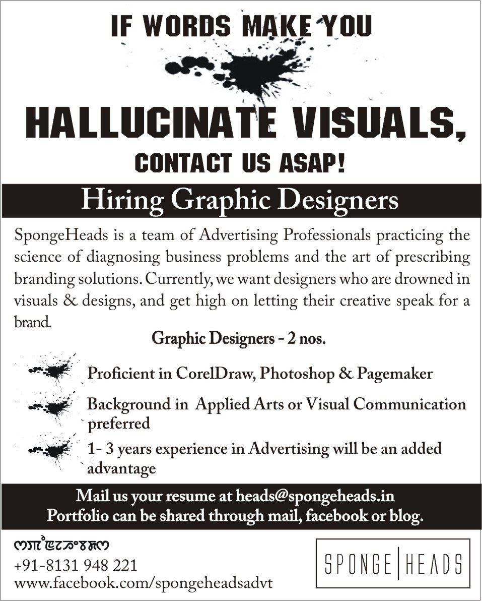 Hiring Graphic Designers at SpongeHeads, Imphal