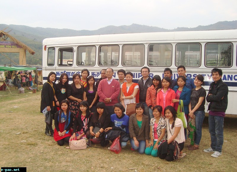 A Field Trip To Andro (23/02/2014) First batch MA students, faculties of the Department of Sociology, and the Dean of Social Sciences, Manipur University posing for a group photograph at the entry gate of the Santhei Natural Park, Andro 