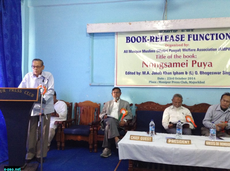 Chairperson of Manipur State Minorities Commission A. Halim Chowdhury speaking on October 23, 2014 at Manipur Press Club 
