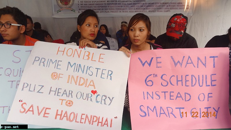 Protest at Jantar Mantar against govt's smart city plan, Haolenphai near Moreh :: November 22 2014