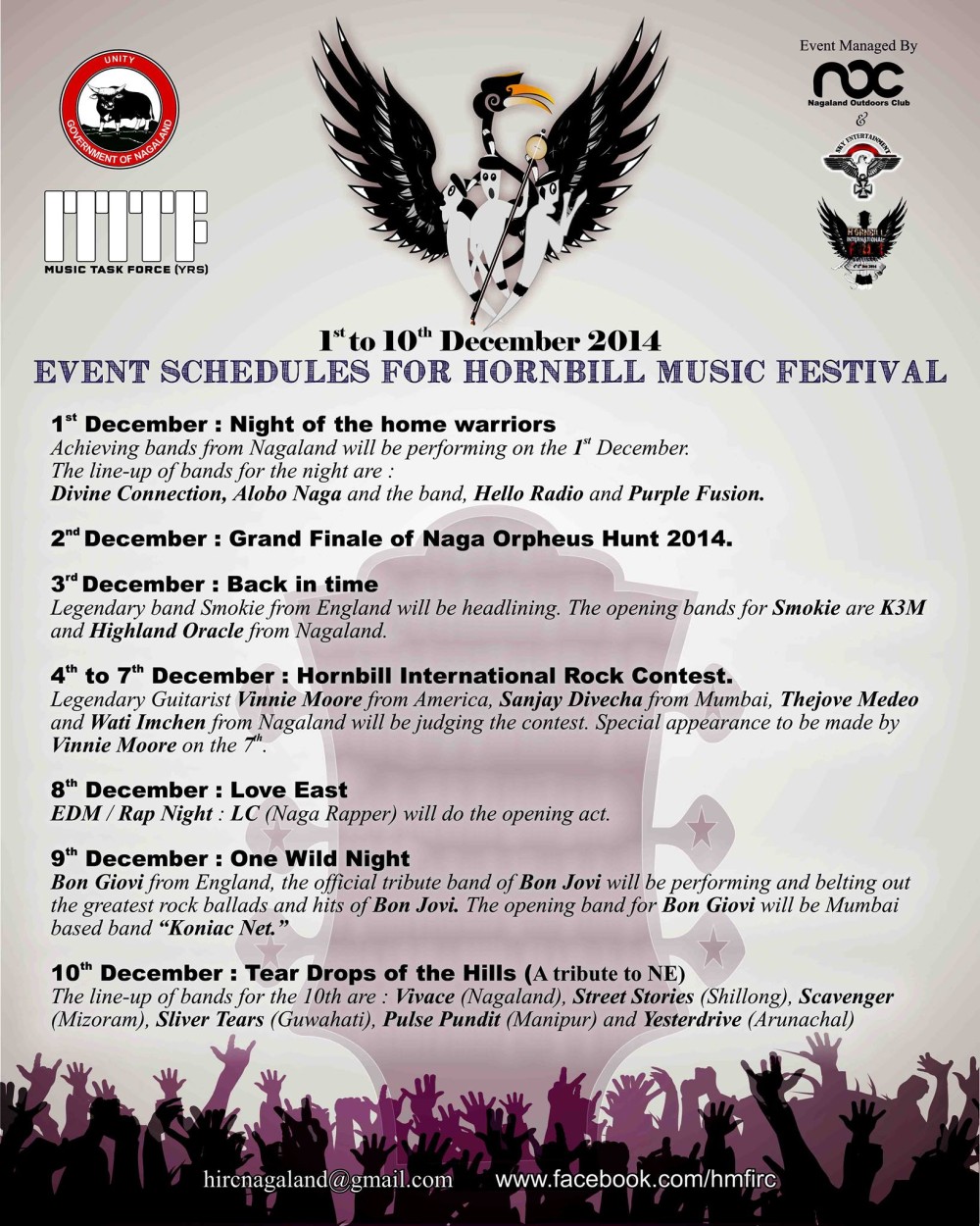 Hornbill Music Festival 2014 : Event Schedulet 