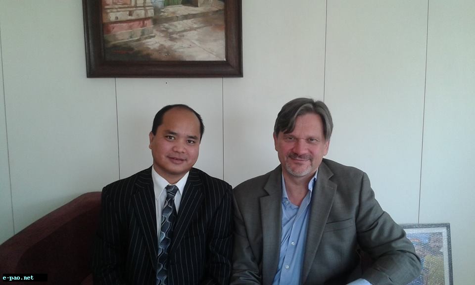 Nehginpao Kipgen and Dominik Bartsch at the UNHCR office in New Delhi on November 17, 2014