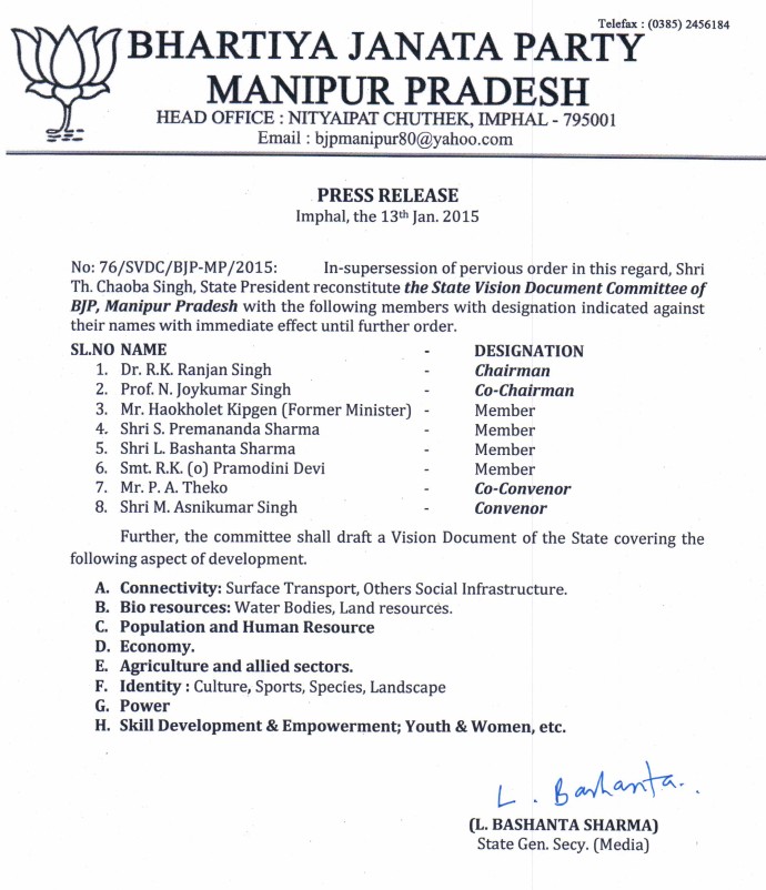 BJP Manipur Schedule Tribe Morcha