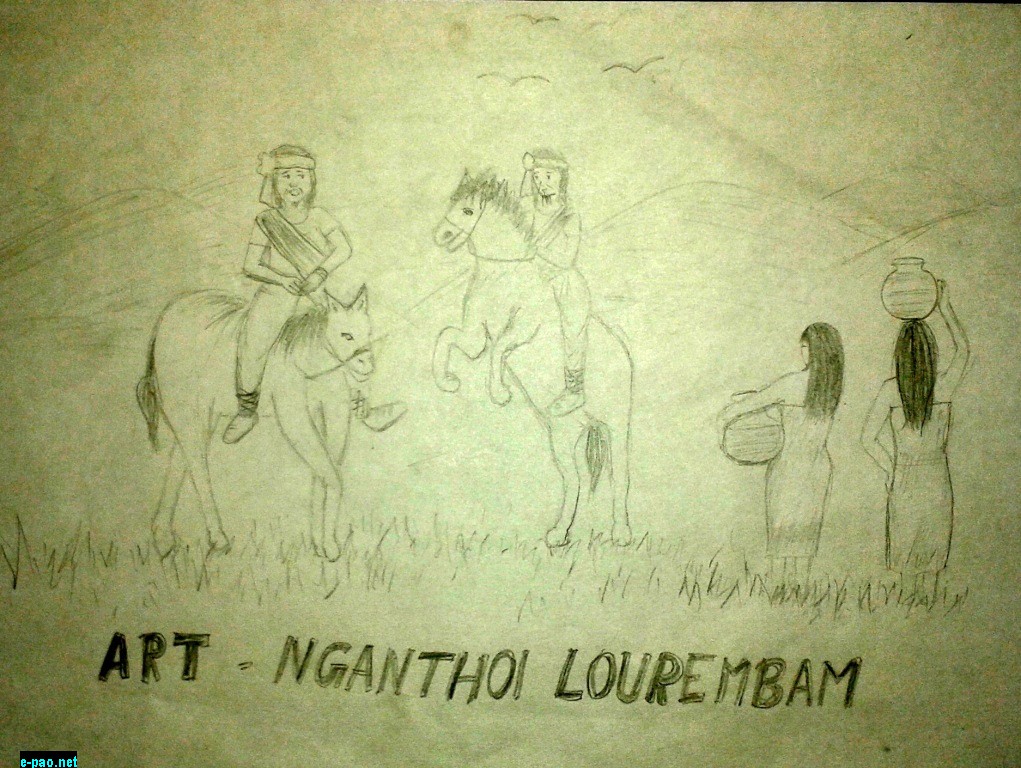 An illustration of Folk tale 'Sanarembi Cheishra'