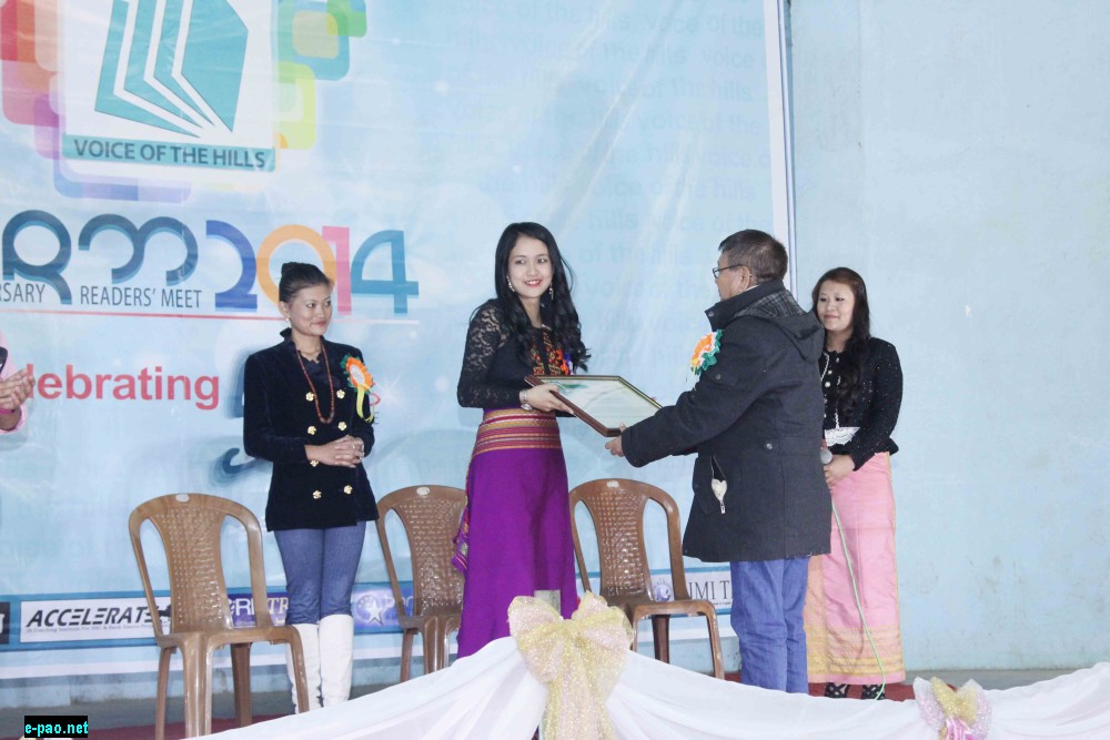 Jempol (memento) presented to Miss Veineinem Singson, Miss Nagaland by h'ble Chief Guest Pu TN Haokip, MLA flanked by Miss Kut Manipur 2014 on December 29 2014 