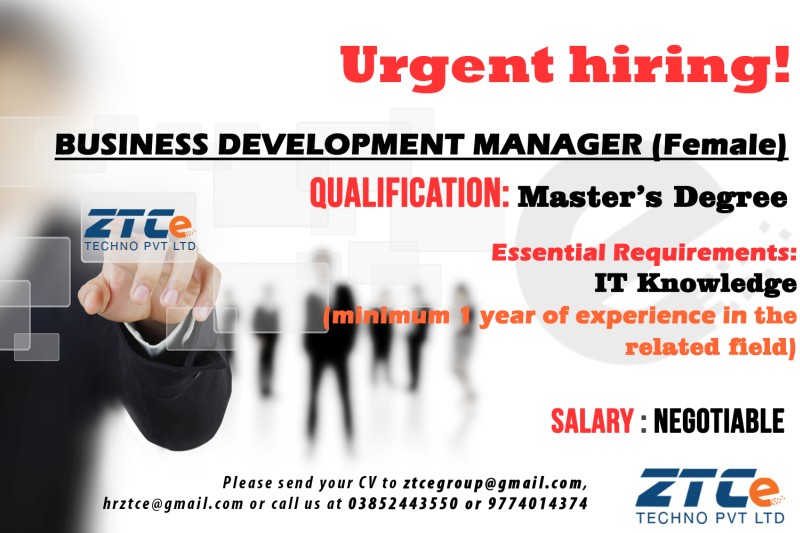 Required Business Development Manager at ZTC E Techno