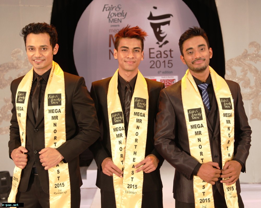 Fair & Lovely Men Mega Mr. North East 2015, Babul Boro with 1st runner up, Dipankar Buragohain (Left) and 2nd runner up, Samar Sarkar (Right) 