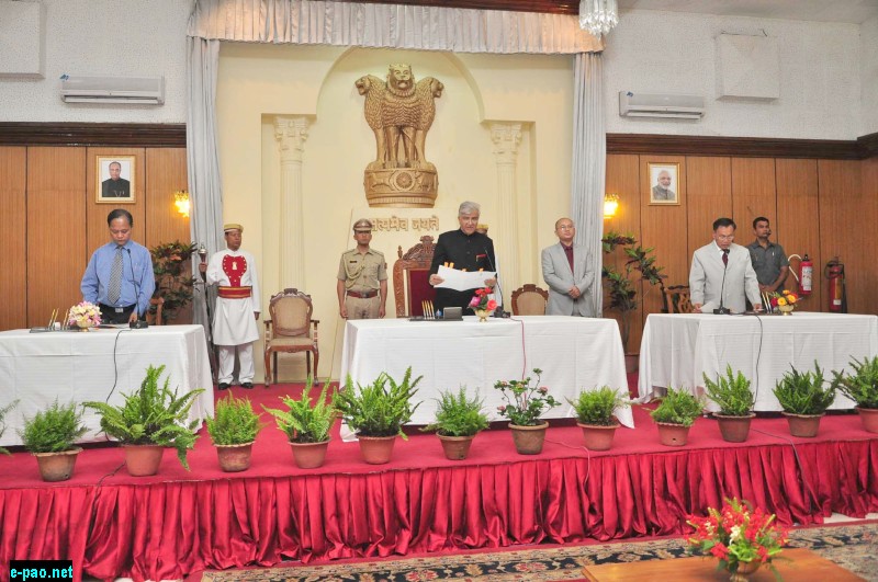 Swearing in Ceremony of the State Chief Information Commisioner - Thounaojam Ibobi at Rajbhawan on 4 May 2015
