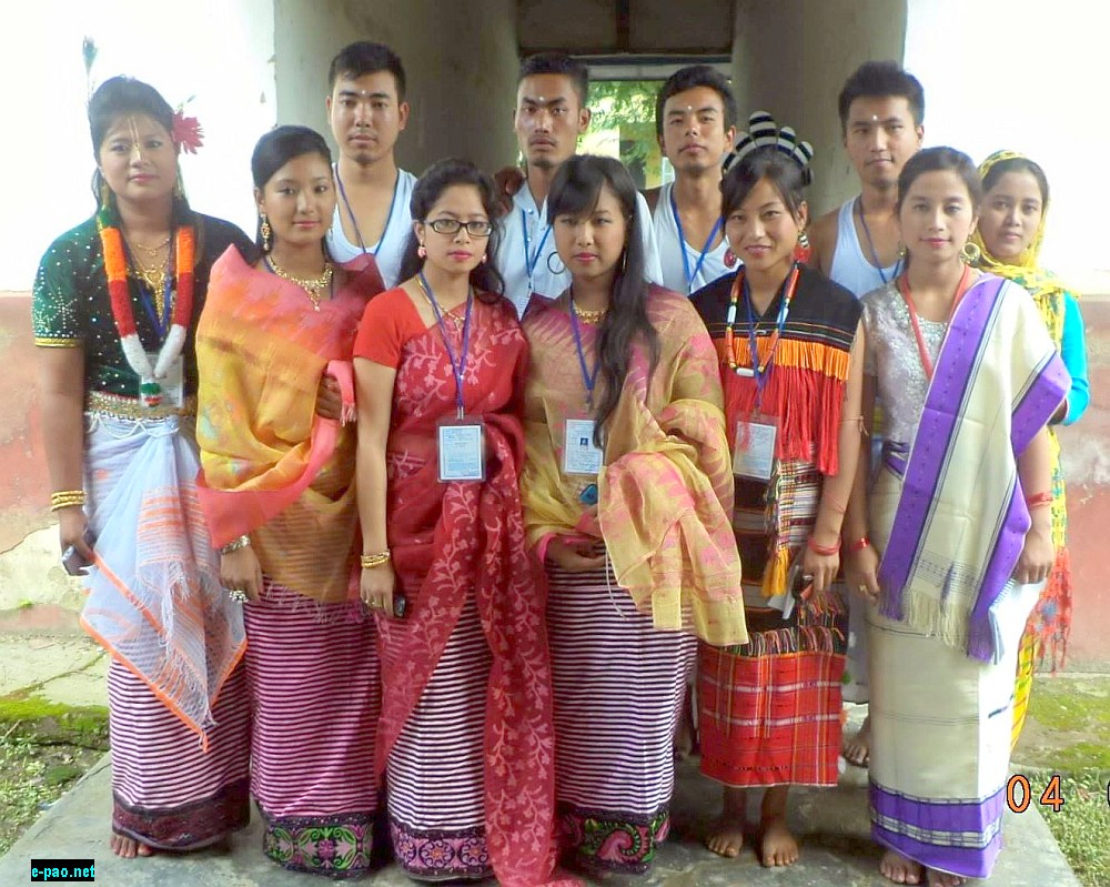 DM College Arts students with their traditional attires on the last day of NSS Special Camp 2014-15