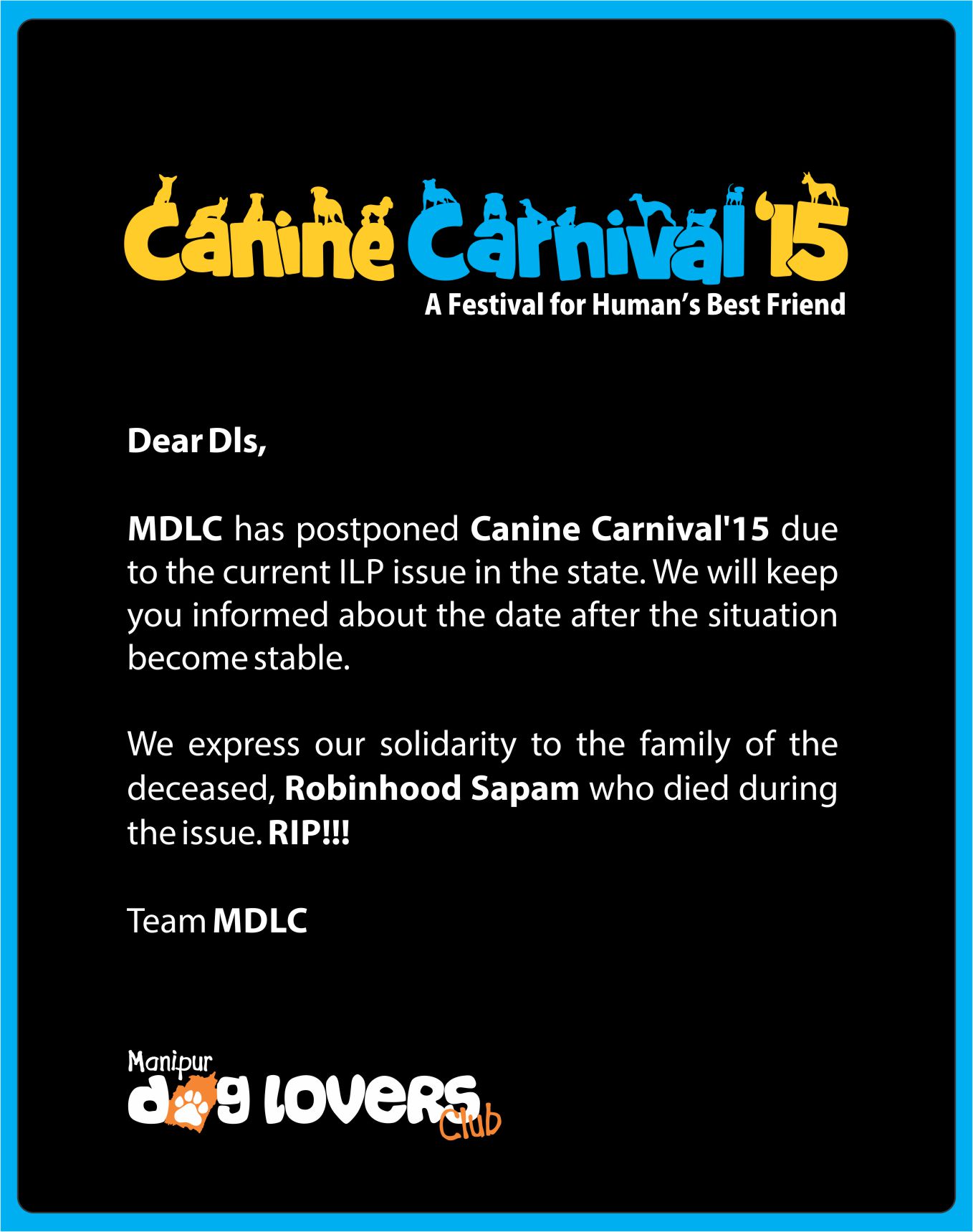 Postponed : Canine Carnival '15 at Imphal