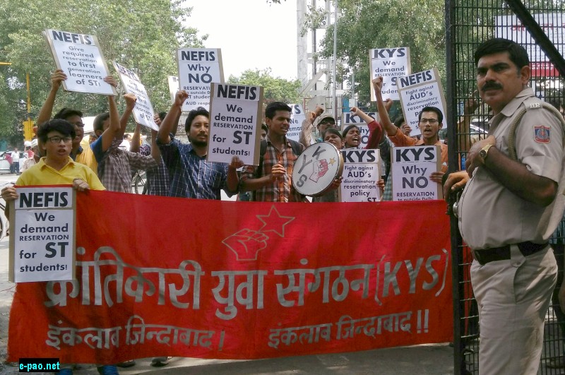 NEFIS Protests Against Denial Of Reservation For St Students From Outside  Nct, Delhi In Ambedkar University, Delhi!