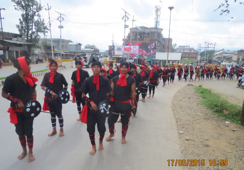 Students of Rajen Mangang and those of Huyel Lallong parades in connection with the Great Uprising June 18 observation