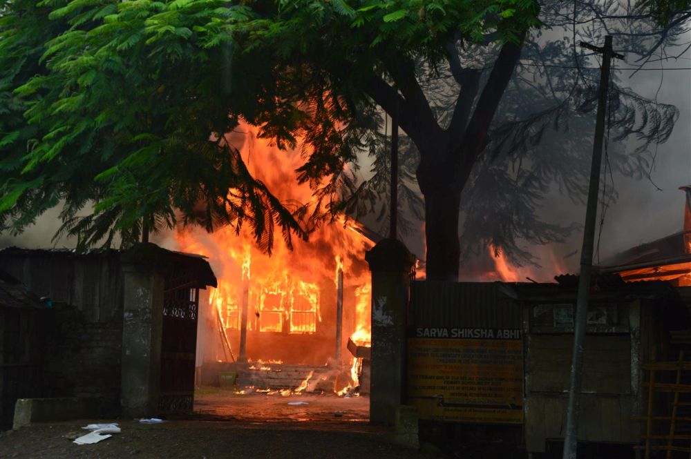Protestors burned down ZEO office in Churachandpur on September 3 2015