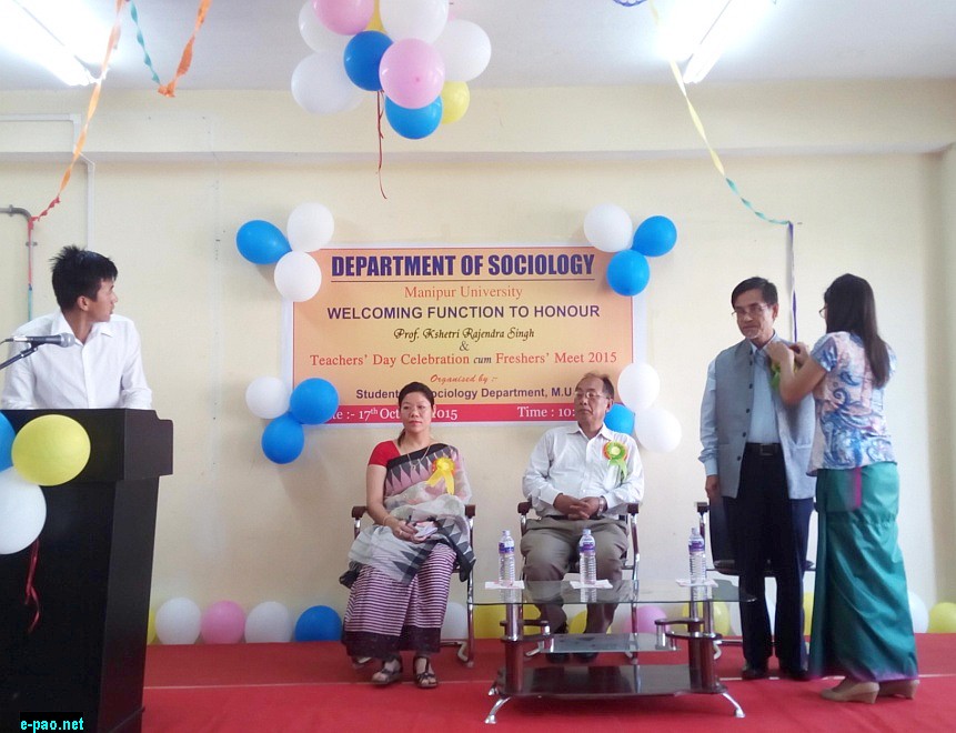  Professor Rajendra Kshetri welcomed at  Department of Sociology, Manipur University on 17th October, 2015 