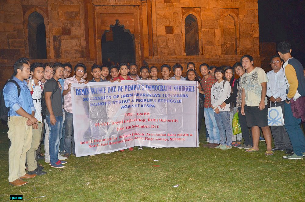 Solidarity to Sharmila's 15 years hunger strike against AFSPA at Delhi on 5th November 2015