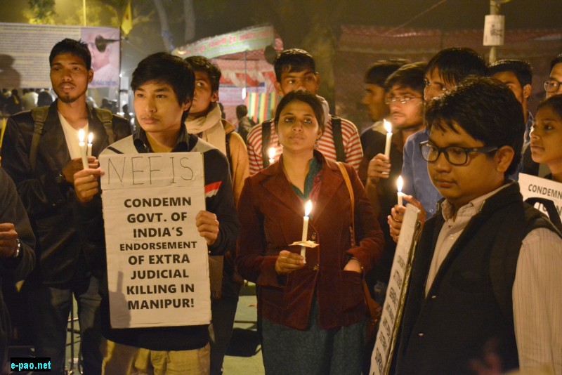 Candle-light vigil held at Jantar Mantar against extra judicial killings in Manipur on December 11, 2015 