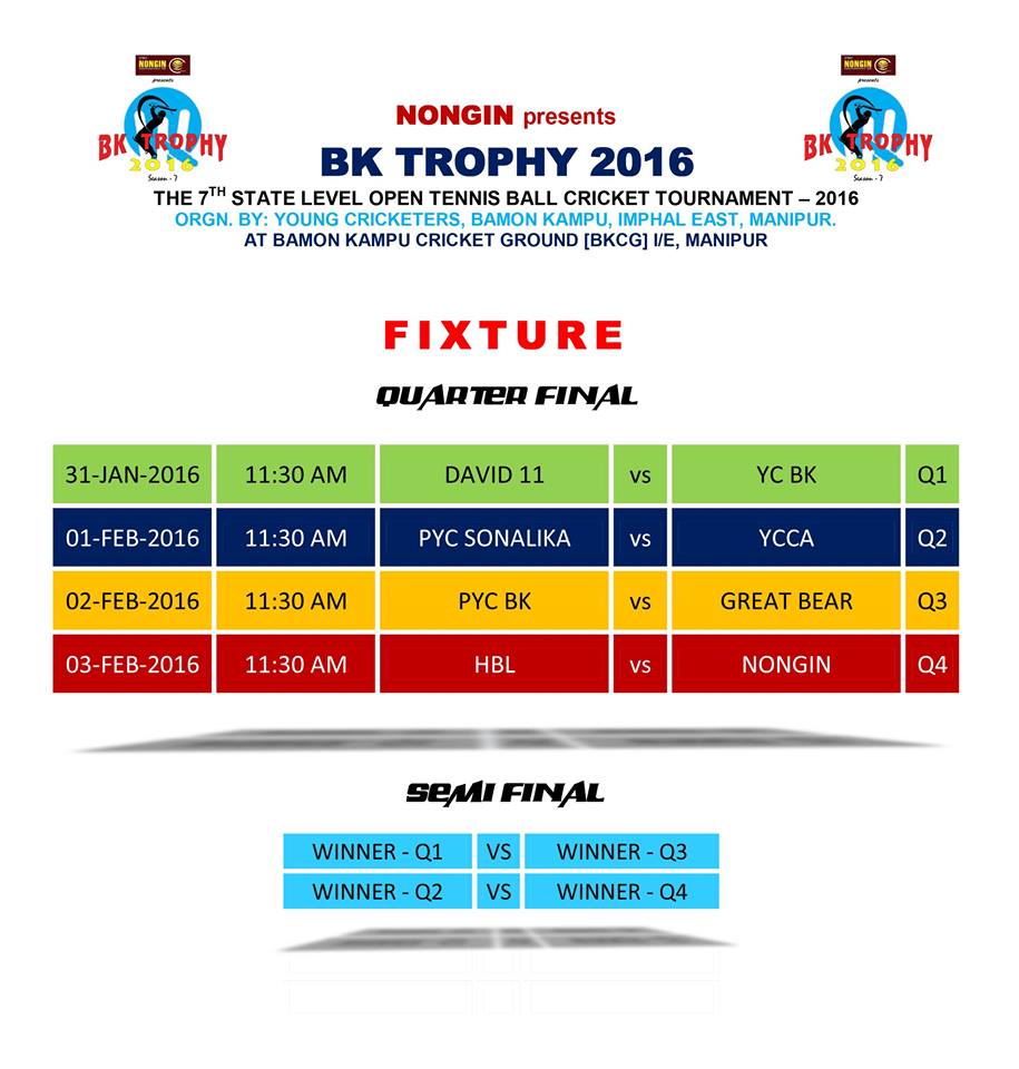 BK TROPHY 2016 - Quarter Final Fixture 