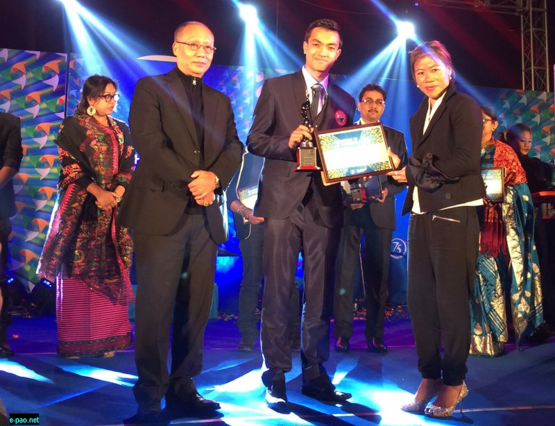 Rupert Nongrum Wins Young Achievers Award ; ; presented by MC Mary Kom