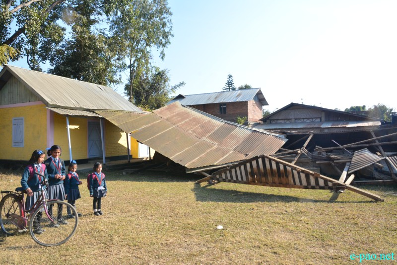 A school on 8th Jan 2016 at Thoubal after the January 4th  earthquake