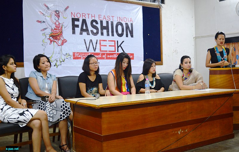 L-R Huanpi Rani, Techi Yapar, Lalthabiki Chawngthu, Gloria Ovung, Milli Indira Dangngo, Arita Kashyap and Yana Ngoba during the press conference announcing North East India Fashion Week