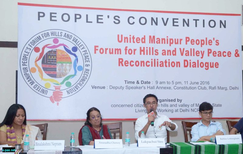 Manipur People's Convention for a United Hills & Valley Peace  on 11 June 2016at Delhi 