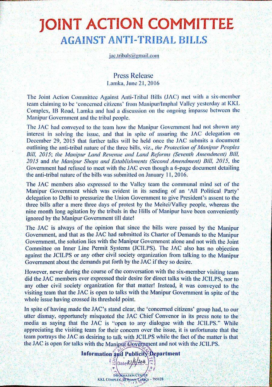 Press Note of JACAATB  