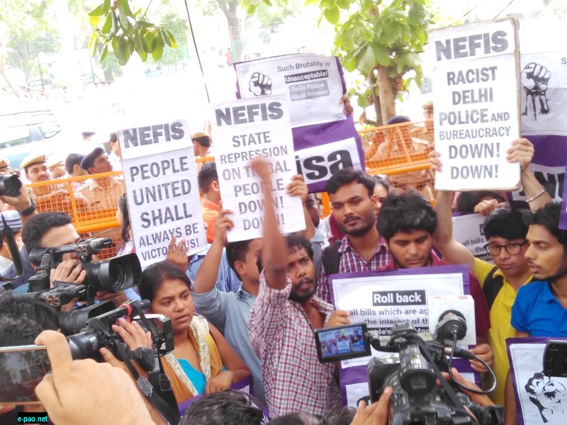 Protests against brutal crackdown on Manipuri Students on 13 June 2016 at Delhi 