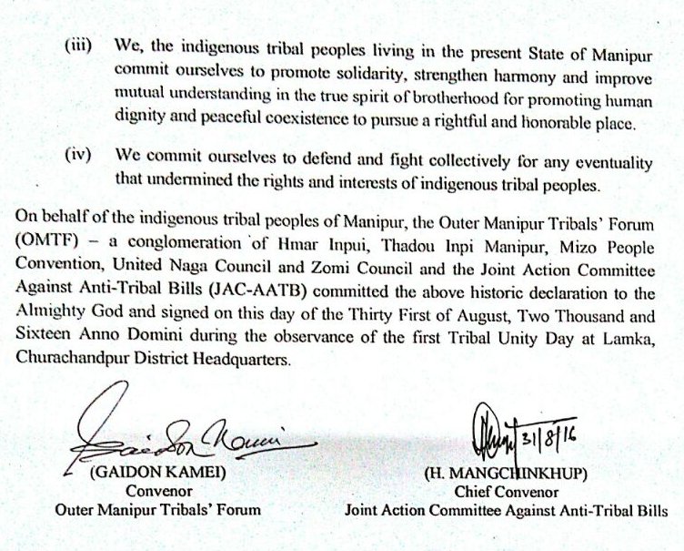 JAC against 'anti-tribal' Bills Statement : September 01 2016