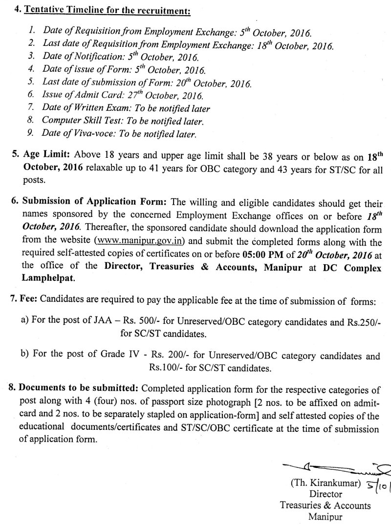 Jobs at Directorate of Treasuries, Manipur