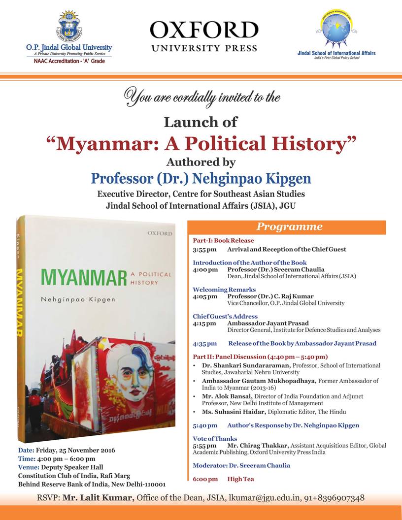 Book Release on 'Myanmar: A Political History'
