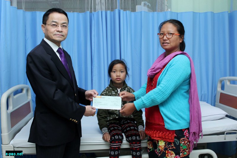  Dr. L. Shyamkishore, President of Manipur Heart Foundation donating Rs. 10,000/- to a heart patient from C.C.Pur