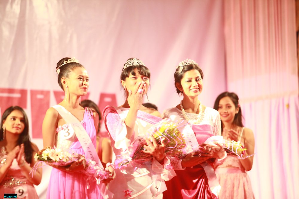 Miss Cherry Blossom 2016 Winner Adorylene Sawian flanked by Zeanna Mary Wahlang (1st runners up, right)  and Nazreen Kharrubon (2nd runners up, left)  
