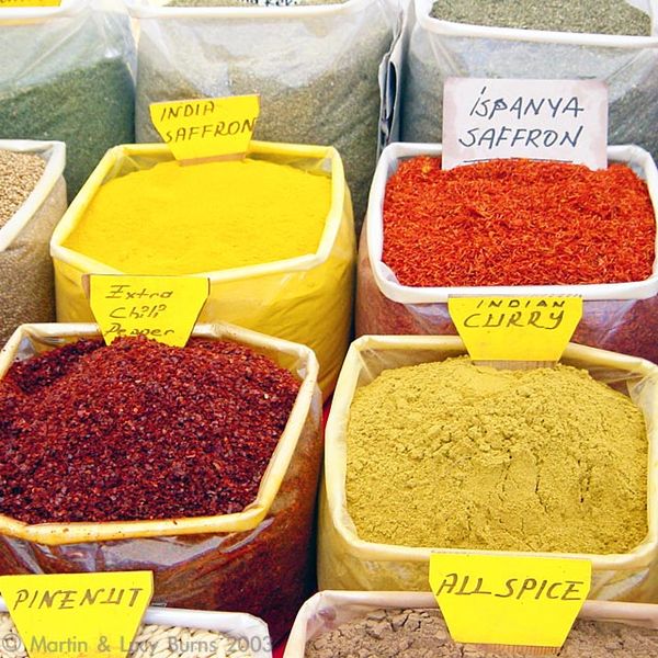 Saffron and other spices at a Turkish market