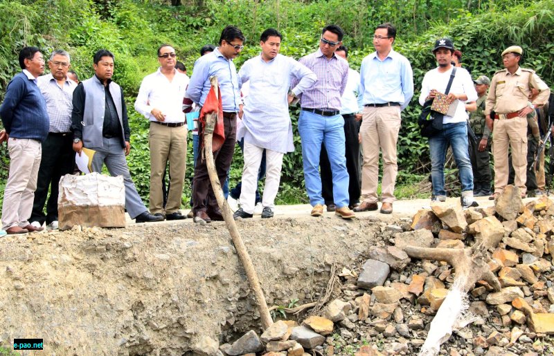 Minister Biswajit inspects Mao Section of NH-2  