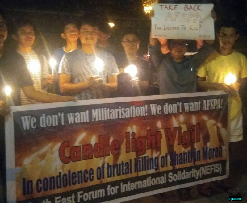 Candle light vigil in condolence of killing of Arambam Shanti in Moreh