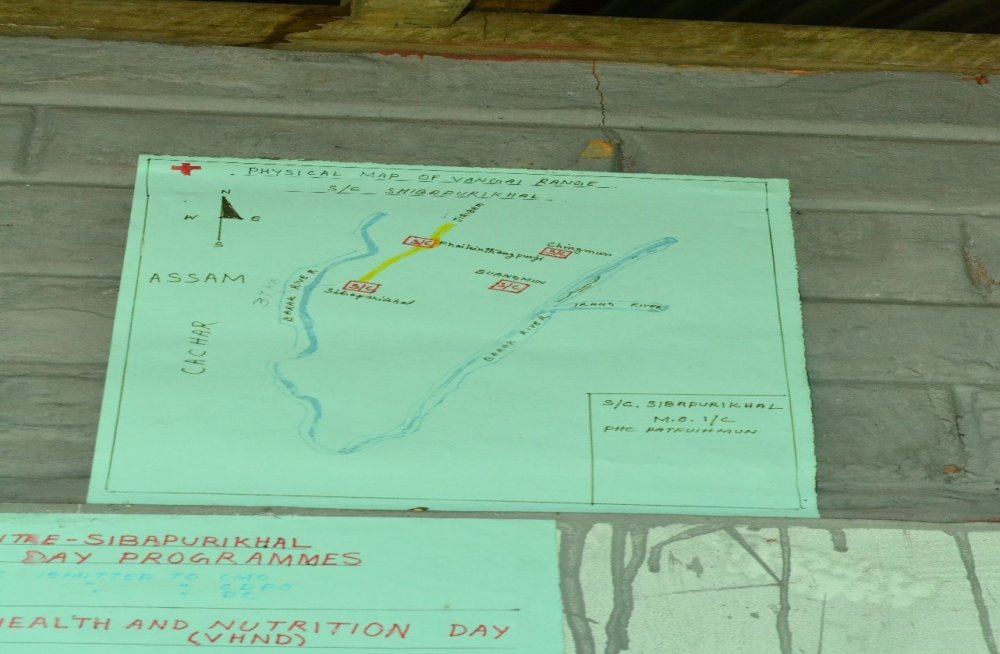 Map on display at the Primary Health Centre in Sibapurikhal (2013) 