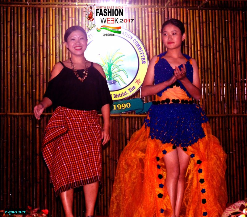 4 Designer Milli Indira Dangngo from Arunachal Pradesh with her design during the promo fashion show of North East India Fashion Week 2017